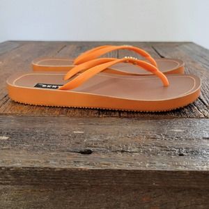 DKNY  'Madi' Orange Flip Flop Logo Thong Sandals